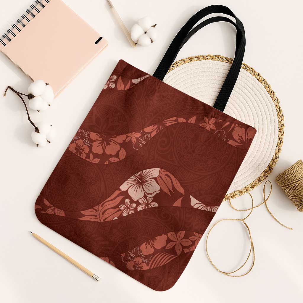 Aloha Hawaii Floral Tapa Tote Bag Patchwork Crimson - Polynesian Pride
