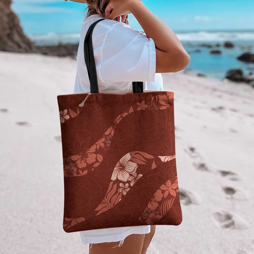 Aloha Hawaii Floral Tapa Tote Bag Patchwork Crimson - Polynesian Pride
