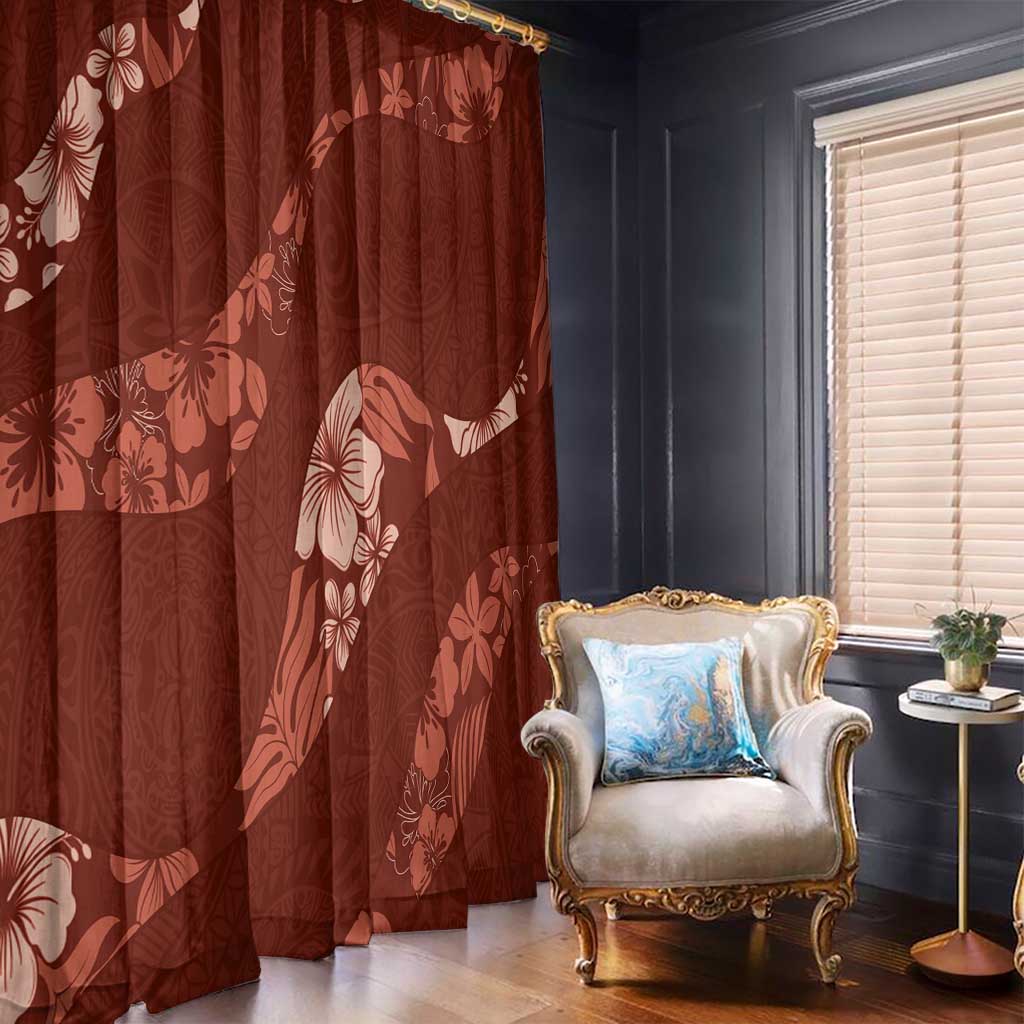 Aloha Hawaii Floral Tapa Window Curtain Patchwork Crimson - Polynesian Pride