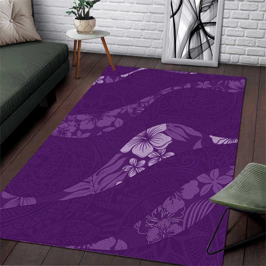 Aloha Hawaii Floral Tapa Area Rug Patchwork Violet - Polynesian Pride