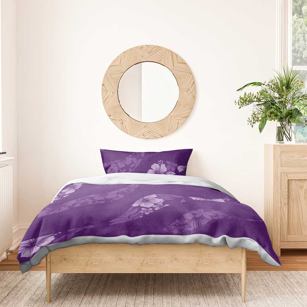 Aloha Hawaii Floral Tapa Bedding Set Patchwork Violet - Polynesian Pride