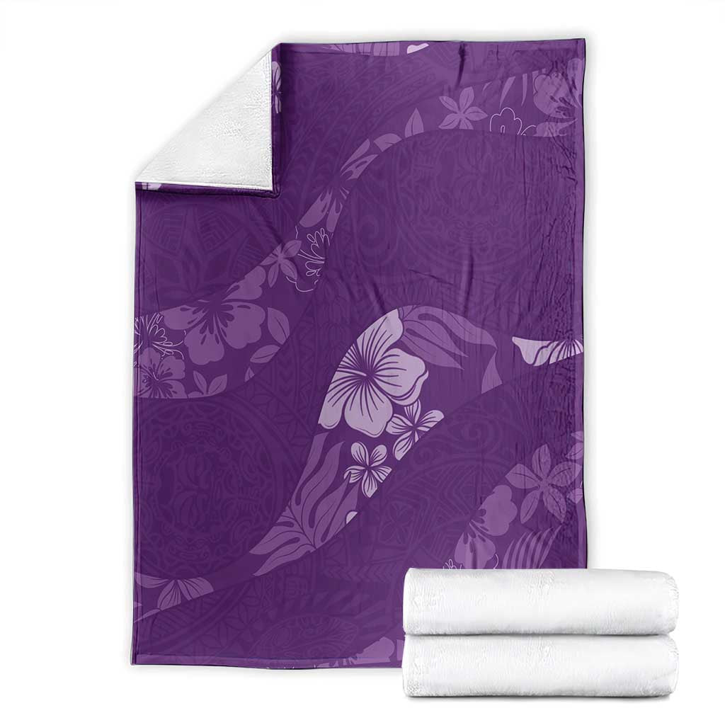 Aloha Hawaii Floral Tapa Blanket Patchwork Violet - Polynesian Pride