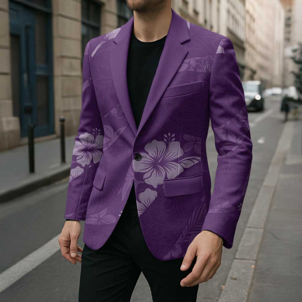Aloha Hawaii Floral Tapa Blazer Patchwork Violet - Polynesian Pride