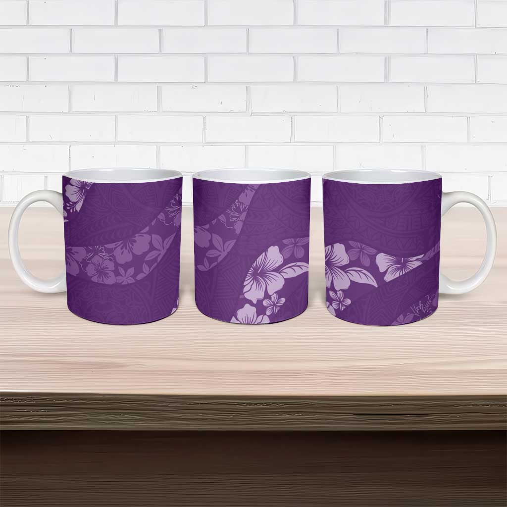 Aloha Hawaii Floral Tapa Ceramic Mug Patchwork Violet - Polynesian Pride