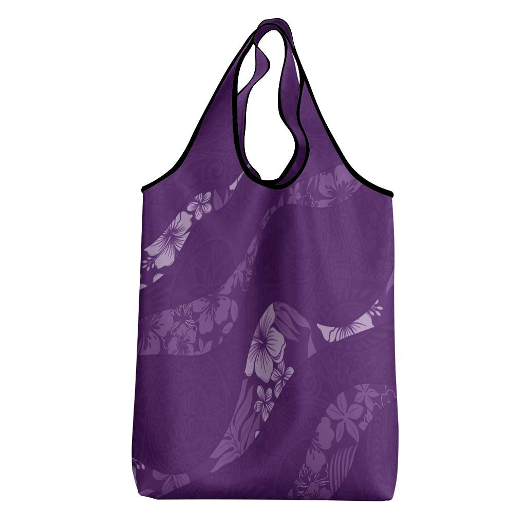 Aloha Hawaii Floral Tapa Grocery Bag Patchwork Violet - Polynesian Pride