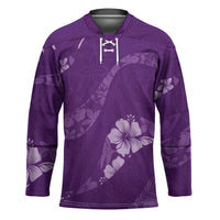 Aloha Hawaii Floral Tapa Hockey Jersey Patchwork Violet - Polynesian Pride