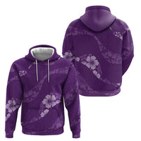 Aloha Hawaii Floral Tapa Hoodie Patchwork Violet - Polynesian Pride