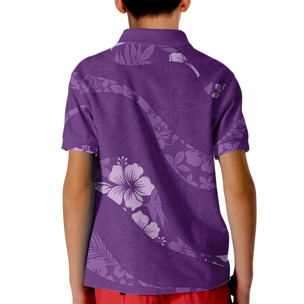 Aloha Hawaii Floral Tapa Kid Polo Shirt Patchwork Violet - Polynesian Pride