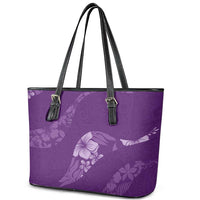 Aloha Hawaii Floral Tapa Leather Tote Bag Patchwork Violet - Polynesian Pride