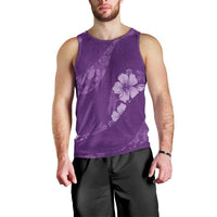 Aloha Hawaii Floral Tapa Men Tank Top Patchwork Violet - Polynesian Pride