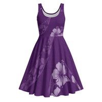 Aloha Hawaii Floral Tapa Midi Dress Patchwork Violet - Polynesian Pride