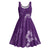 Aloha Hawaii Floral Tapa Midi Dress Patchwork Violet - Polynesian Pride