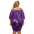 Aloha Hawaii Floral Tapa Off Shoulder Short Dress Patchwork Violet - Polynesian Pride