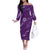 Aloha Hawaii Floral Tapa Off The Shoulder Long Sleeve Dress Patchwork Violet - Polynesian Pride