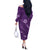 Aloha Hawaii Floral Tapa Off The Shoulder Long Sleeve Dress Patchwork Violet - Polynesian Pride