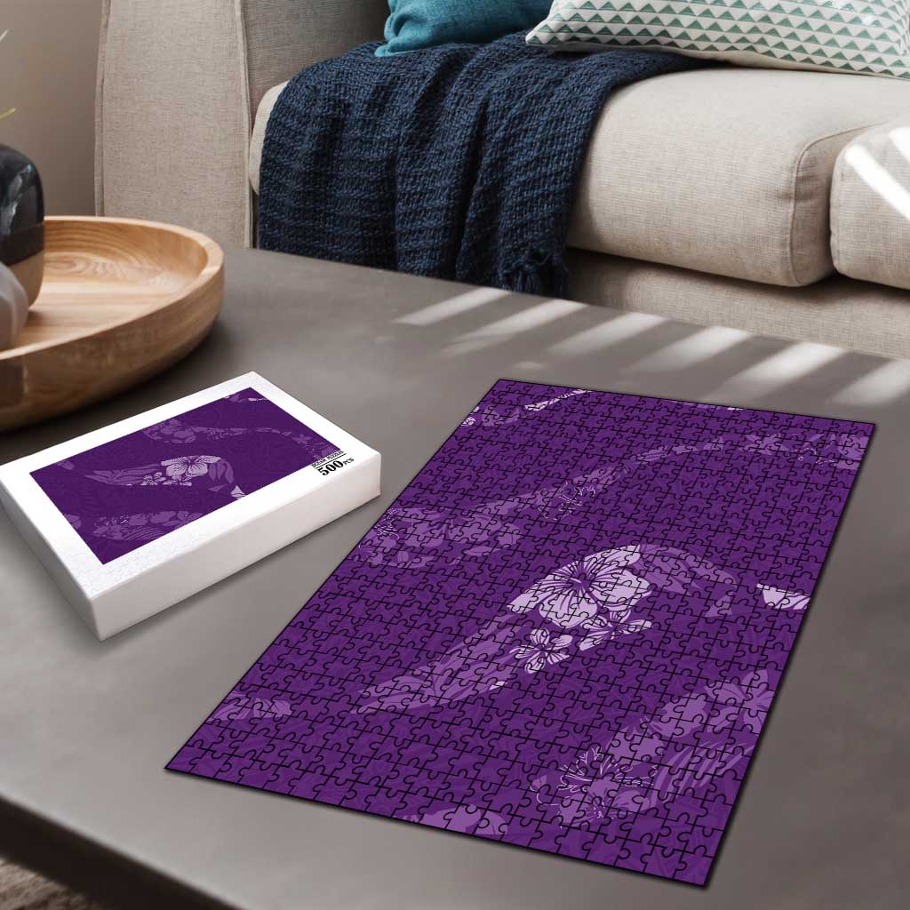 Aloha Hawaii Floral Tapa Puzzle Patchwork Violet - Polynesian Pride