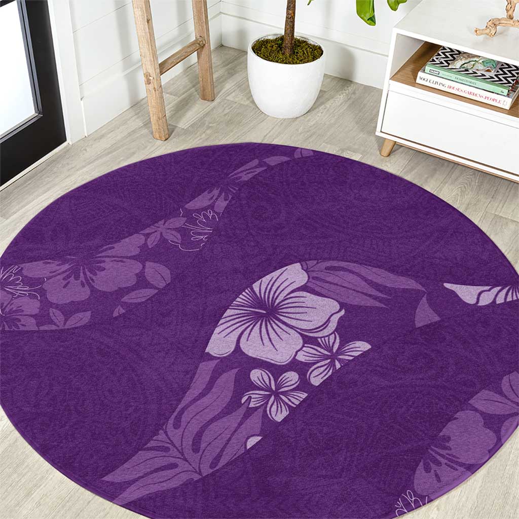 Aloha Hawaii Floral Tapa Round Carpet Patchwork Violet - Polynesian Pride