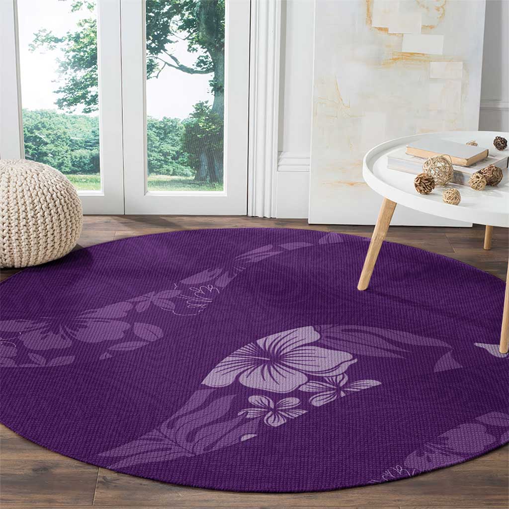 Aloha Hawaii Floral Tapa Round Carpet Patchwork Violet - Polynesian Pride