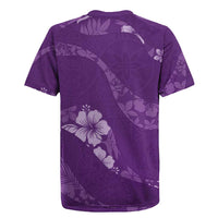 Aloha Hawaii Floral Tapa Rugby Jersey Patchwork Violet - Polynesian Pride