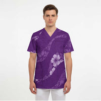 Aloha Hawaii Floral Tapa Scrub Top Patchwork Violet - Polynesian Pride