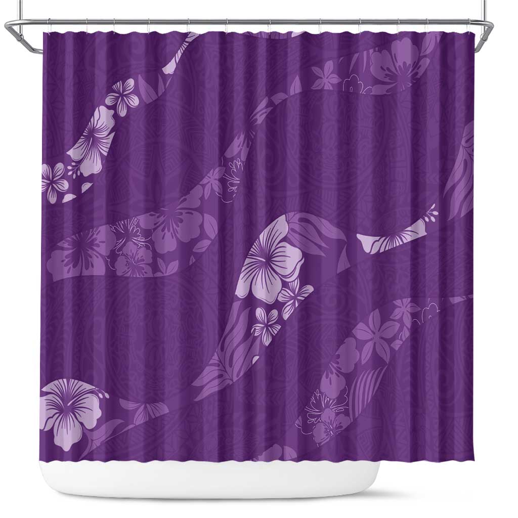 Aloha Hawaii Floral Tapa Shower Curtain Patchwork Violet - Polynesian Pride