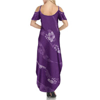 Aloha Hawaii Floral Tapa Summer Maxi Dress Patchwork Violet - Polynesian Pride