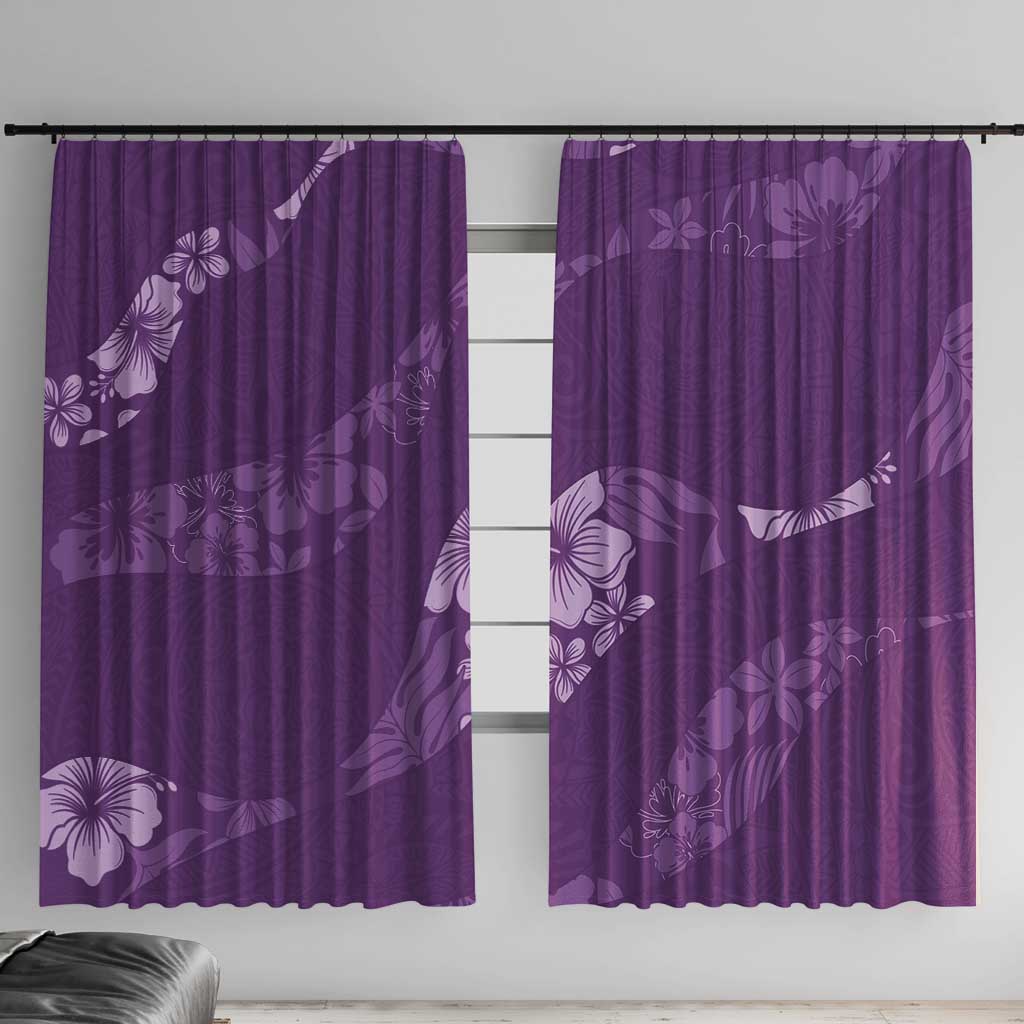 Aloha Hawaii Floral Tapa Window Curtain Patchwork Violet - Polynesian Pride