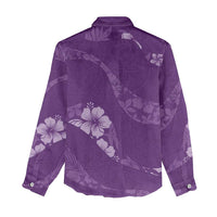 Aloha Hawaii Floral Tapa Women Casual Shirt Patchwork Violet - Polynesian Pride