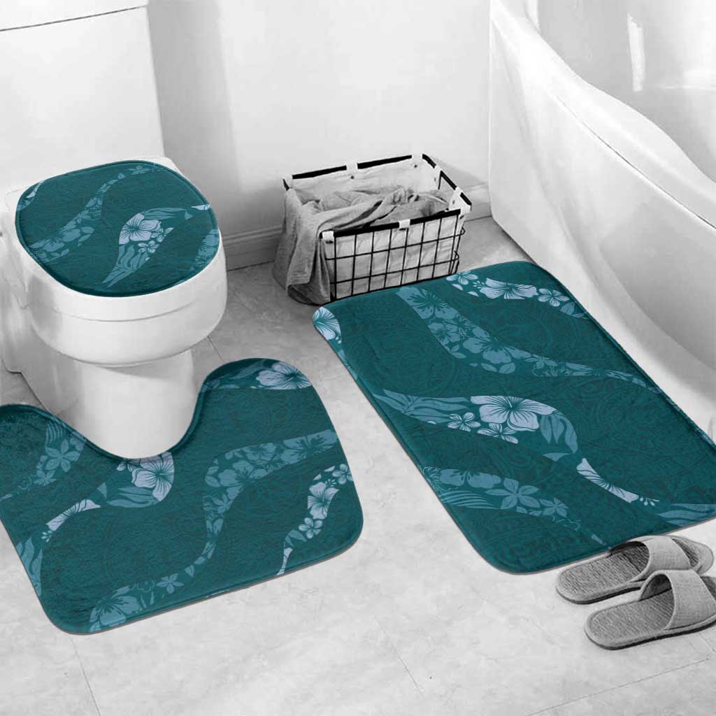 Aloha Hawaii Floral Tapa Bathroom Set Patchwork Teal - Polynesian Pride