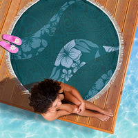 Aloha Hawaii Floral Tapa Beach Blanket Patchwork Teal - Polynesian Pride