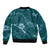 Aloha Hawaii Floral Tapa Bomber Jacket Patchwork Teal - Polynesian Pride