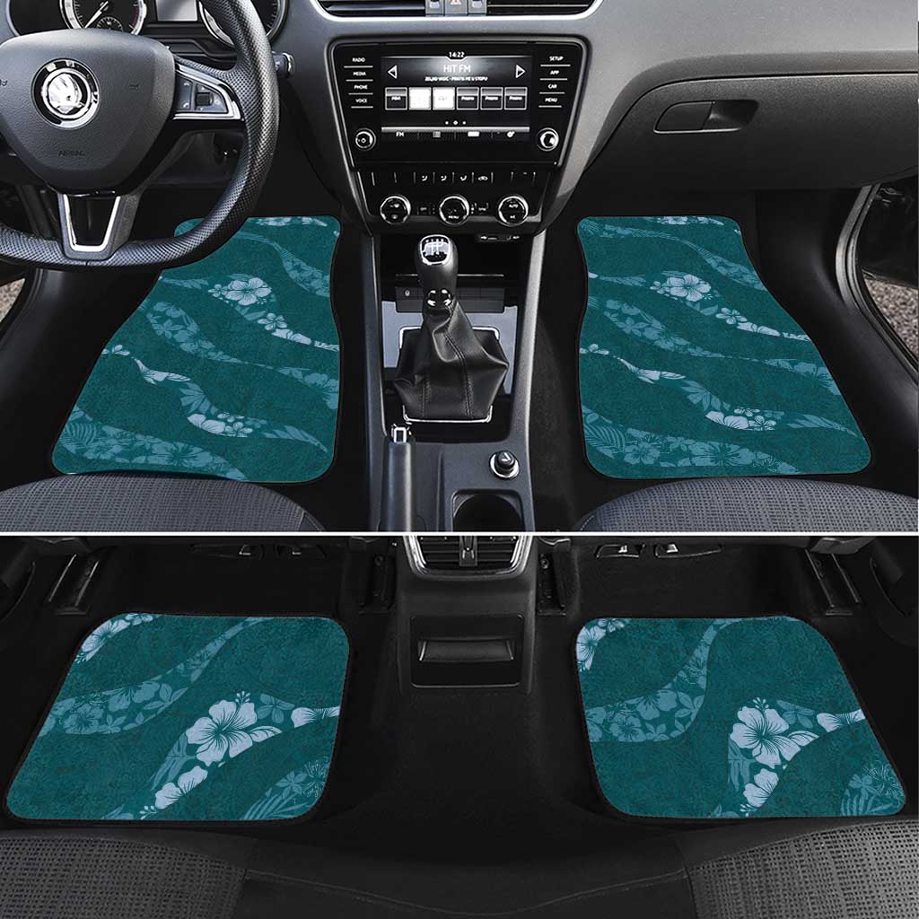 Aloha Hawaii Floral Tapa Car Mats Patchwork Teal - Polynesian Pride