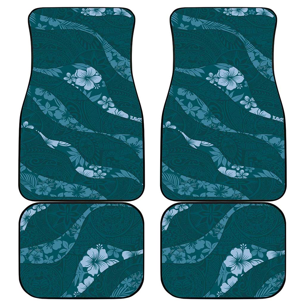Aloha Hawaii Floral Tapa Car Mats Patchwork Teal - Polynesian Pride