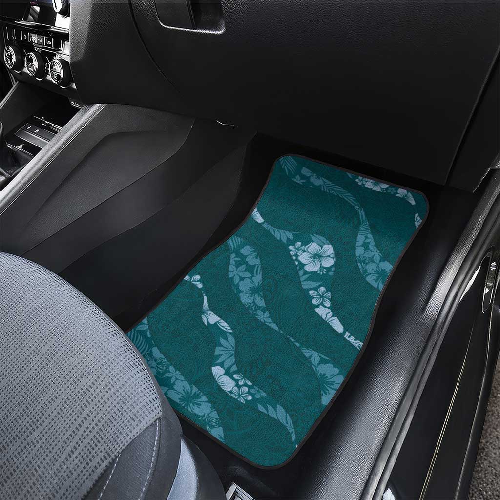 Aloha Hawaii Floral Tapa Car Mats Patchwork Teal - Polynesian Pride