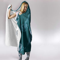 Aloha Hawaii Floral Tapa Hooded Blanket Patchwork Teal - Polynesian Pride