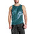 Aloha Hawaii Floral Tapa Men Tank Top Patchwork Teal - Polynesian Pride