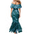 Aloha Hawaii Floral Tapa Mermaid Dress Patchwork Teal - Polynesian Pride