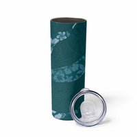 Aloha Hawaii Floral Tapa Skinny Tumbler Patchwork Teal - Polynesian Pride