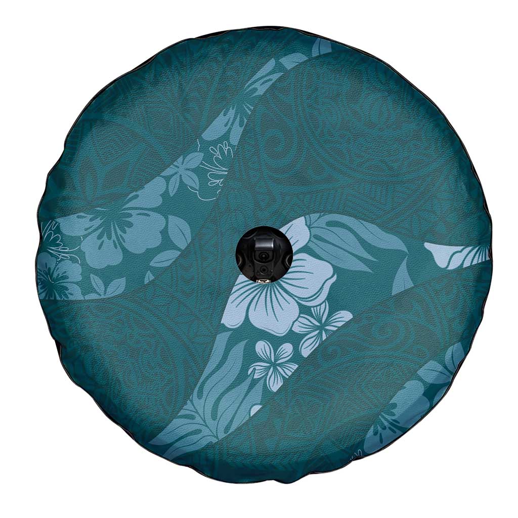 Aloha Hawaii Floral Tapa Spare Tire Cover Patchwork Teal - Polynesian Pride