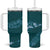 Aloha Hawaii Floral Tapa Tumbler With Handle Patchwork Teal - Polynesian Pride