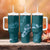 Aloha Hawaii Floral Tapa Tumbler With Handle Patchwork Teal - Polynesian Pride