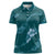 Aloha Hawaii Floral Tapa Women Polo Shirt Patchwork Teal - Polynesian Pride