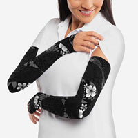 Aloha Hawaii Floral Tapa Arm Sleeves Patchwork Charcoal - Polynesian Pride