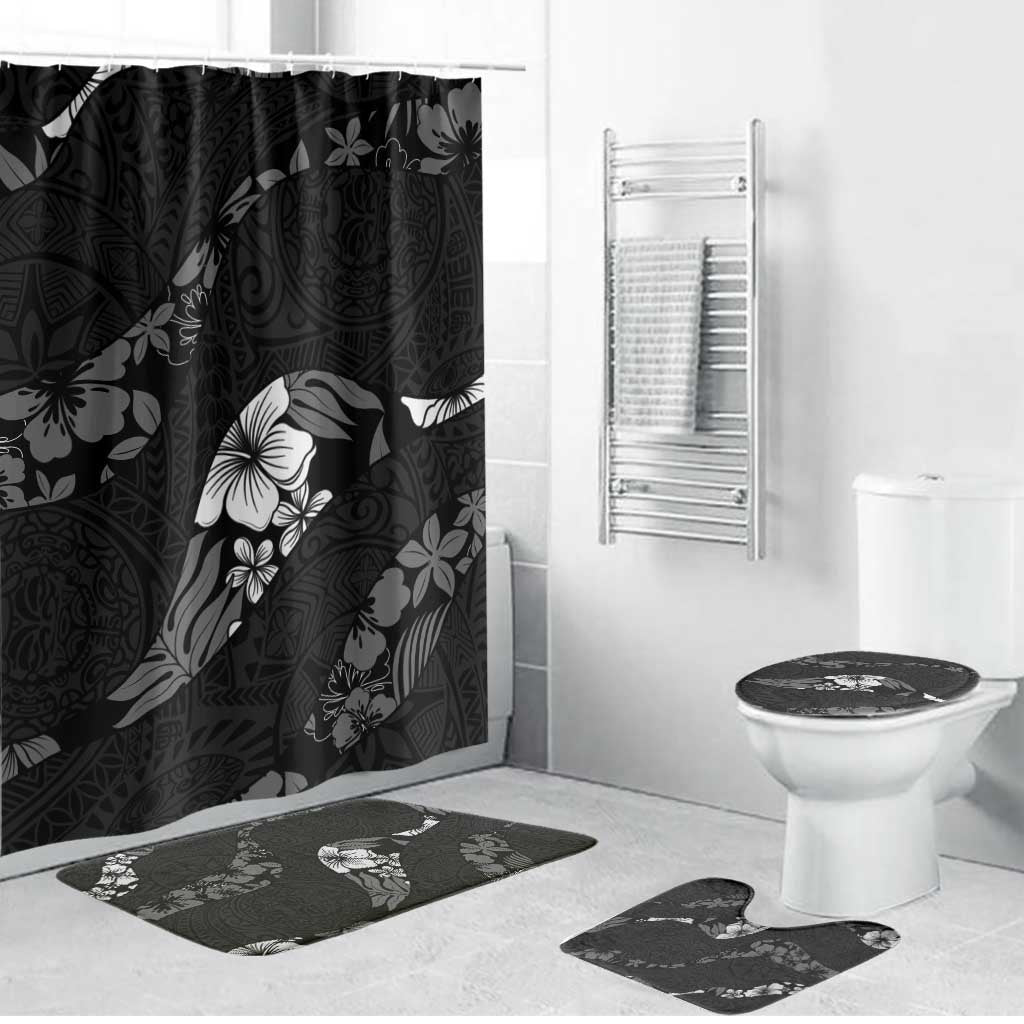Aloha Hawaii Floral Tapa Bathroom Set Patchwork Charcoal - Polynesian Pride