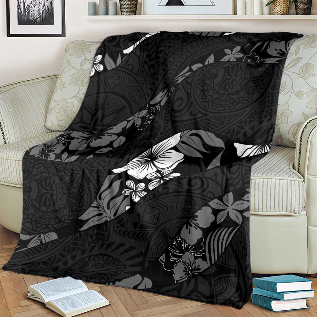 Aloha Hawaii Floral Tapa Blanket Patchwork Charcoal - Polynesian Pride