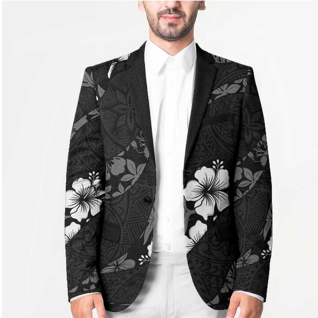 Aloha Hawaii Floral Tapa Blazer Patchwork Charcoal - Polynesian Pride