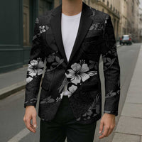 Aloha Hawaii Floral Tapa Blazer Patchwork Charcoal - Polynesian Pride