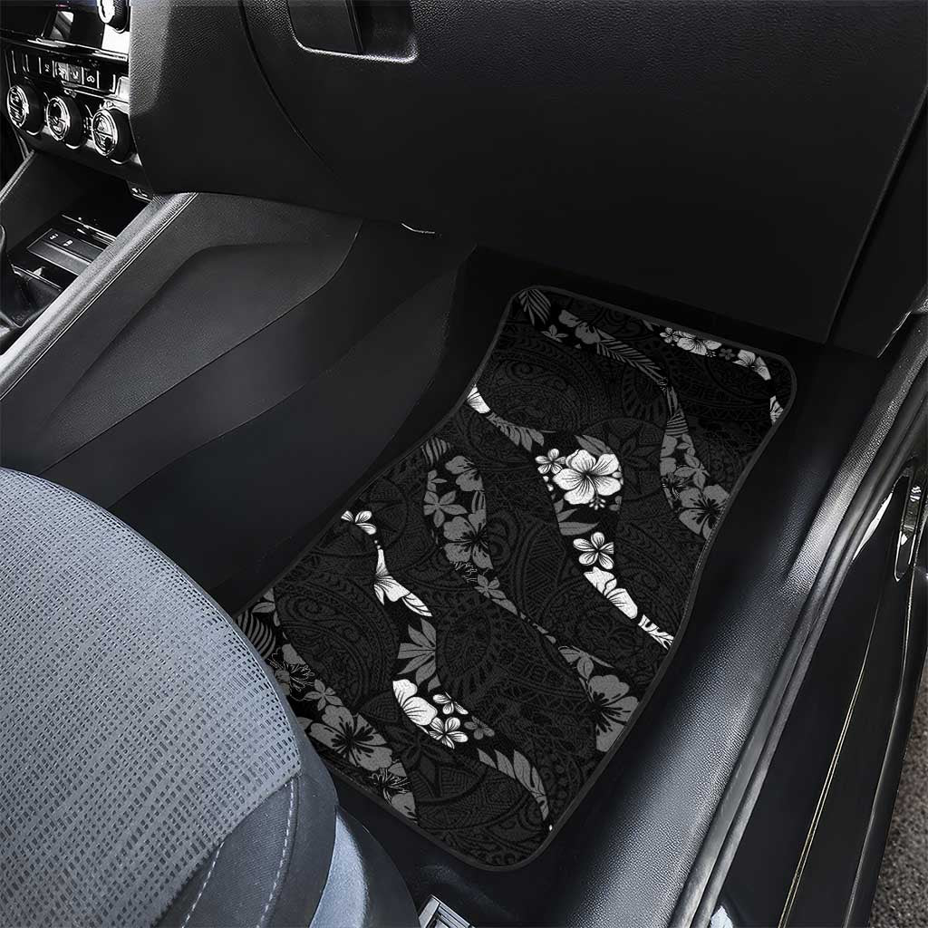 Aloha Hawaii Floral Tapa Car Mats Patchwork Charcoal - Polynesian Pride
