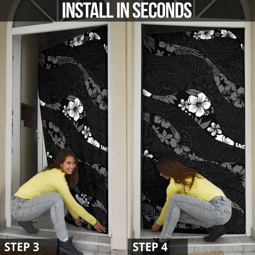 Aloha Hawaii Floral Tapa Door Cover Patchwork Charcoal - Polynesian Pride