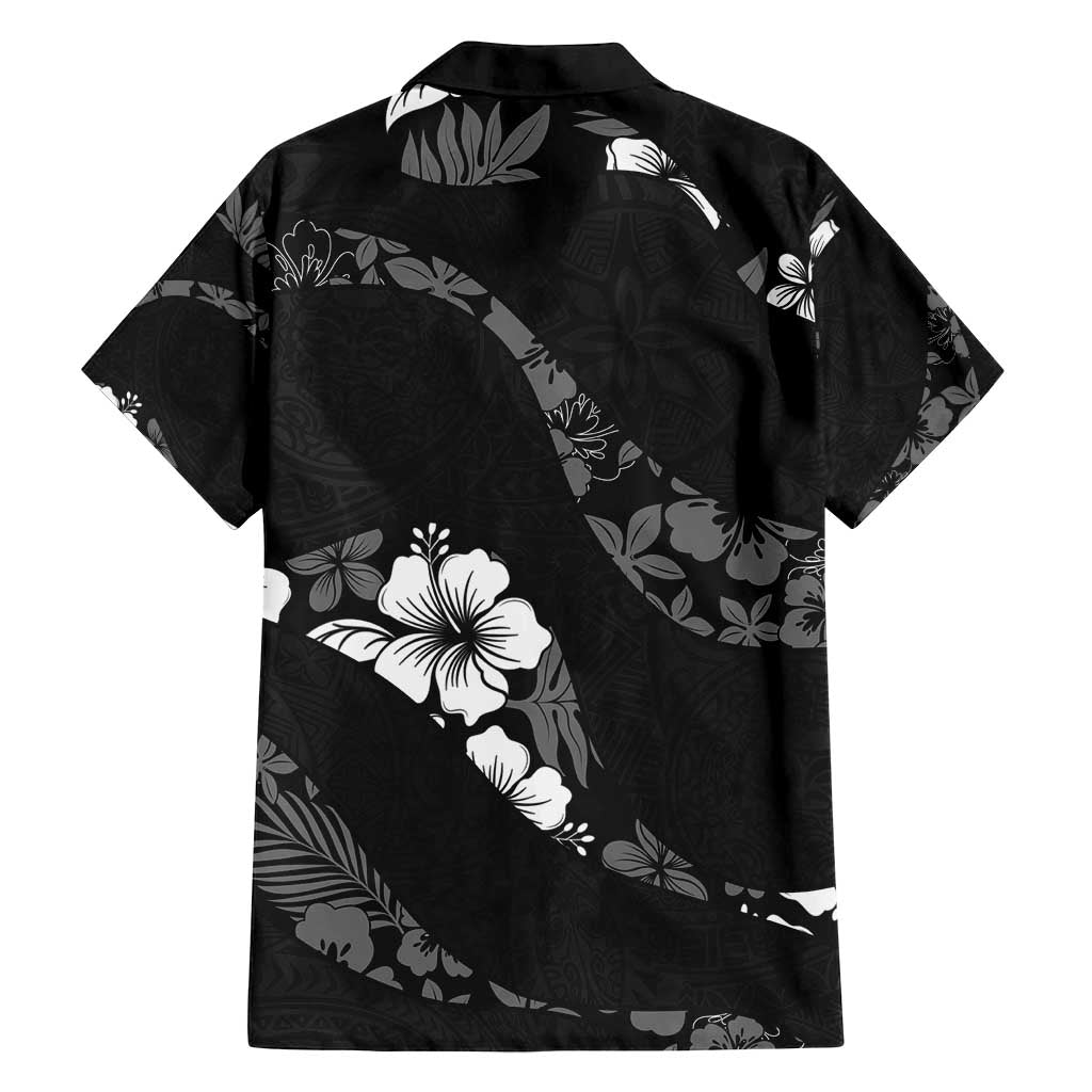 Aloha Hawaii Floral Tapa Family Matching Off Shoulder Short Dress and Hawaiian Shirt Patchwork Charcoal - Polynesian Pride